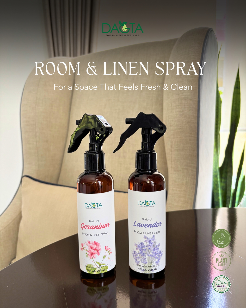 DAGTA Natural Room & Linen Spray - Lavender & Geranium